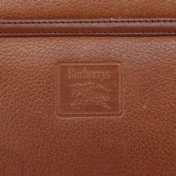 Burberrys Clutch Bag Leather Brown Gold Auth - Picture 4 of 16
